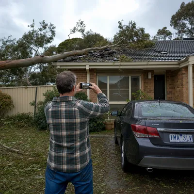 Photographing storm damage for an insurance claim in Wollongong